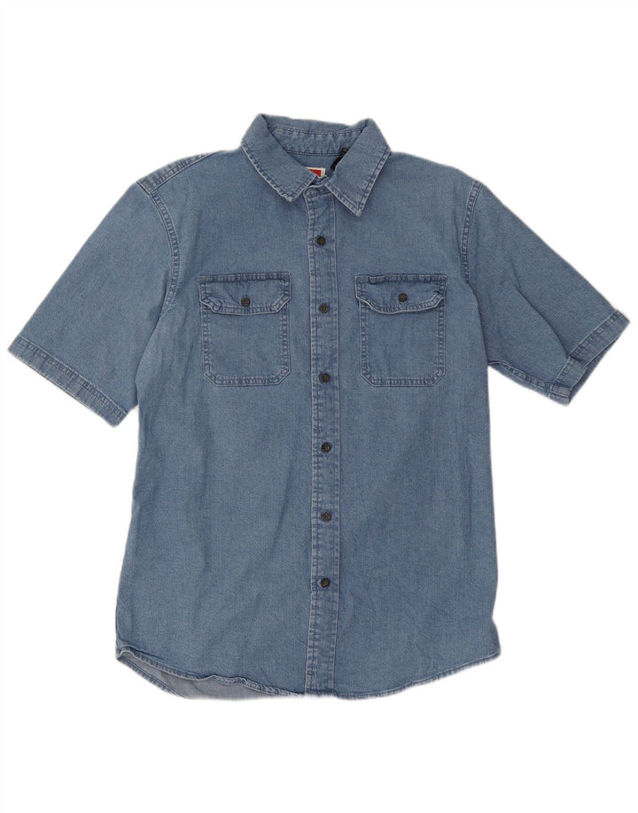 Wrangler Herren-Kurzarm-Jeanshemd aus mittelblauer Baumwolle