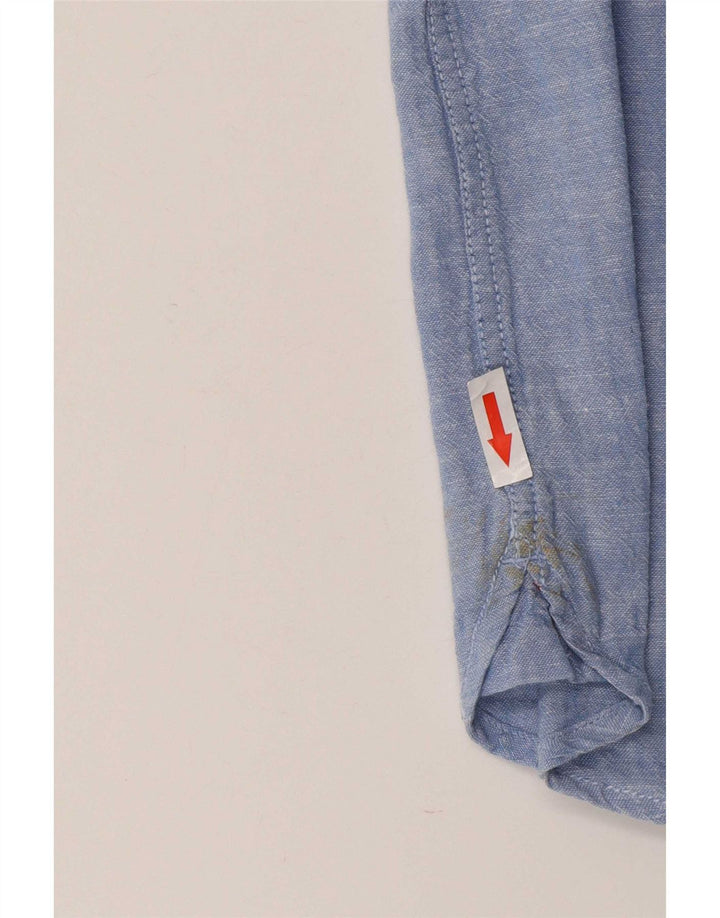Fat Face Herren Kurzarmhemd Small Blau Leinen