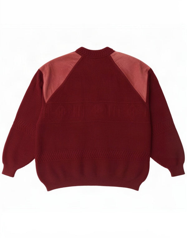 Rainbow Herren-Pullover mit Rundhalsausschnitt, IT 50, mittlerer Burgunderrot, Farbblock