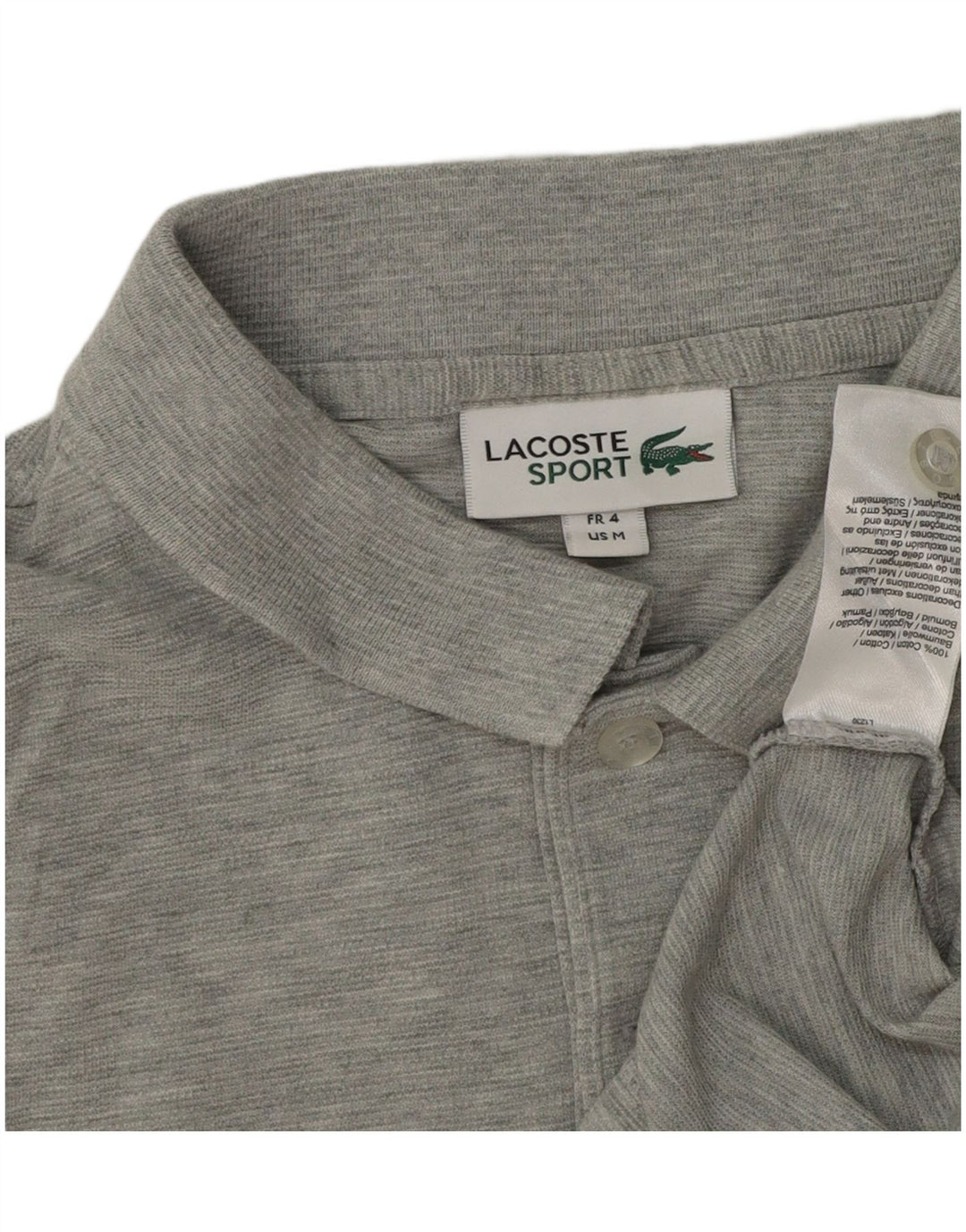 Lacoste Herren-Poloshirt, Größe 4, mittelgrau gefleckte Baumwolle
