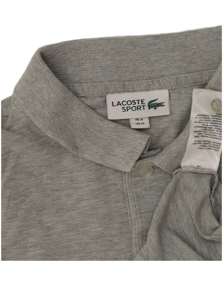 Lacoste Herren-Poloshirt, Größe 4, mittelgrau gefleckte Baumwolle