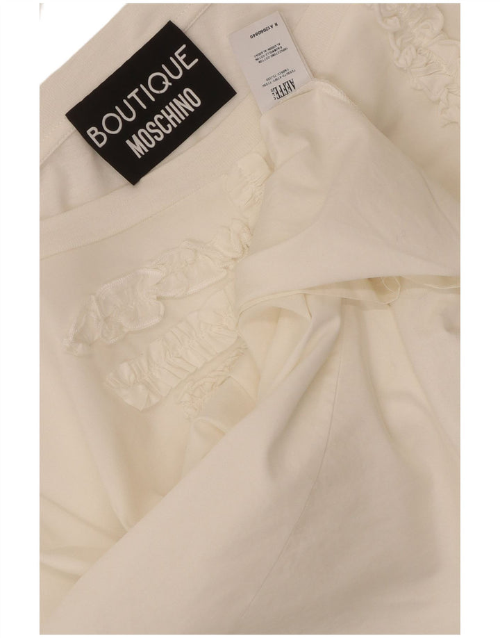 Moschino Damen-Blusenoberteil in Übergröße, UK 20 2XL, weiße Baumwolle