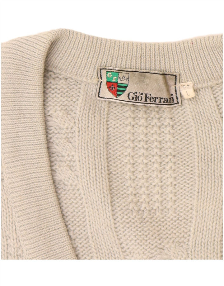 GIO FERRARI Herren-Strickjacke IT 52 Große cremefarbene Alpakawolle