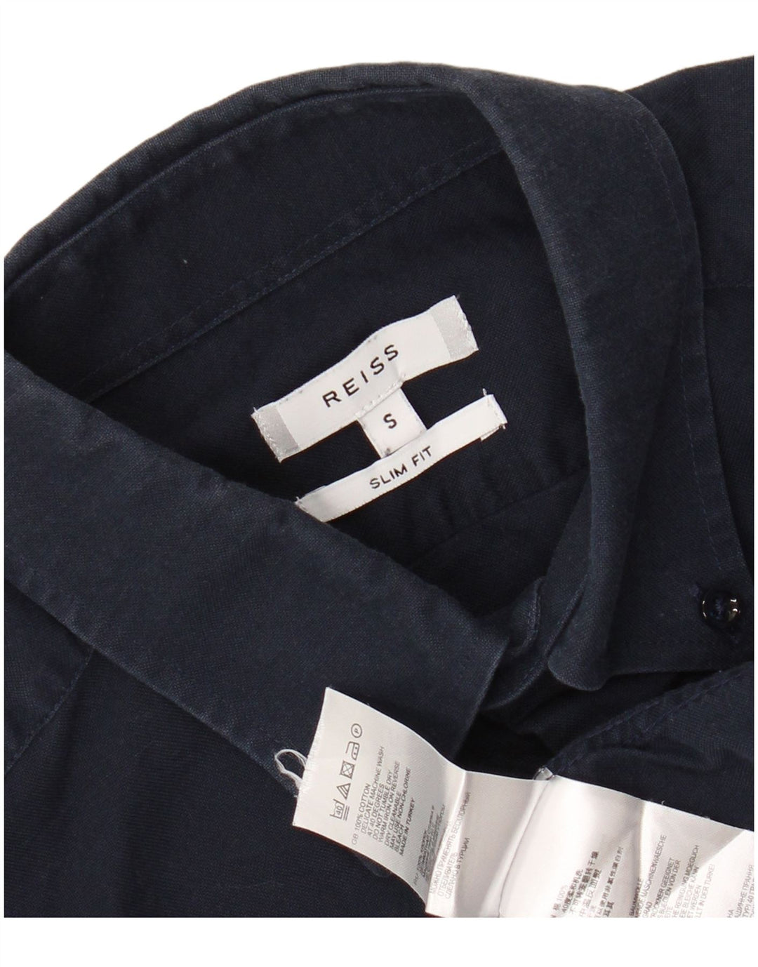 REISS Herren-Slim-Fit-Hemd, klein, marineblau, Baumwolle
