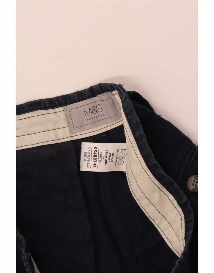 Marks & Spencer Herren-Chinoshorts W30, mittelmarineblaues Leinen
