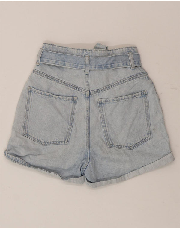 Zara Damen Jeansshorts mit hoher Taille, EU 32, 2XS, W22, blaue Baumwolle