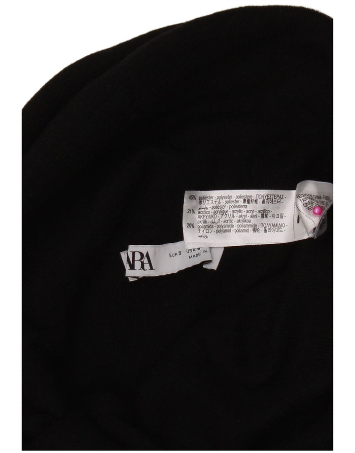 Zara Damen Rollkragenoberteil Langarm UK 8 Small Schwarz Polyester