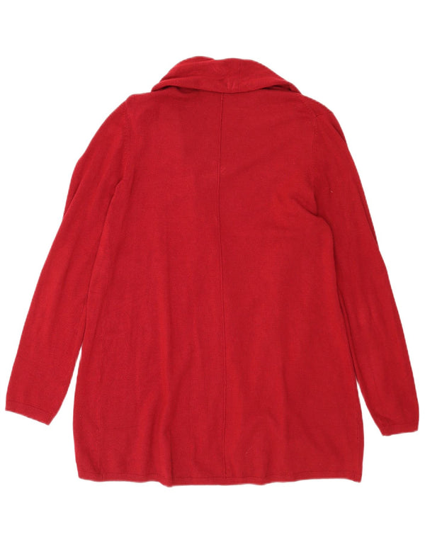 Zara Damen Longline Open Cardigan Pullover UK 14 Large Burgund