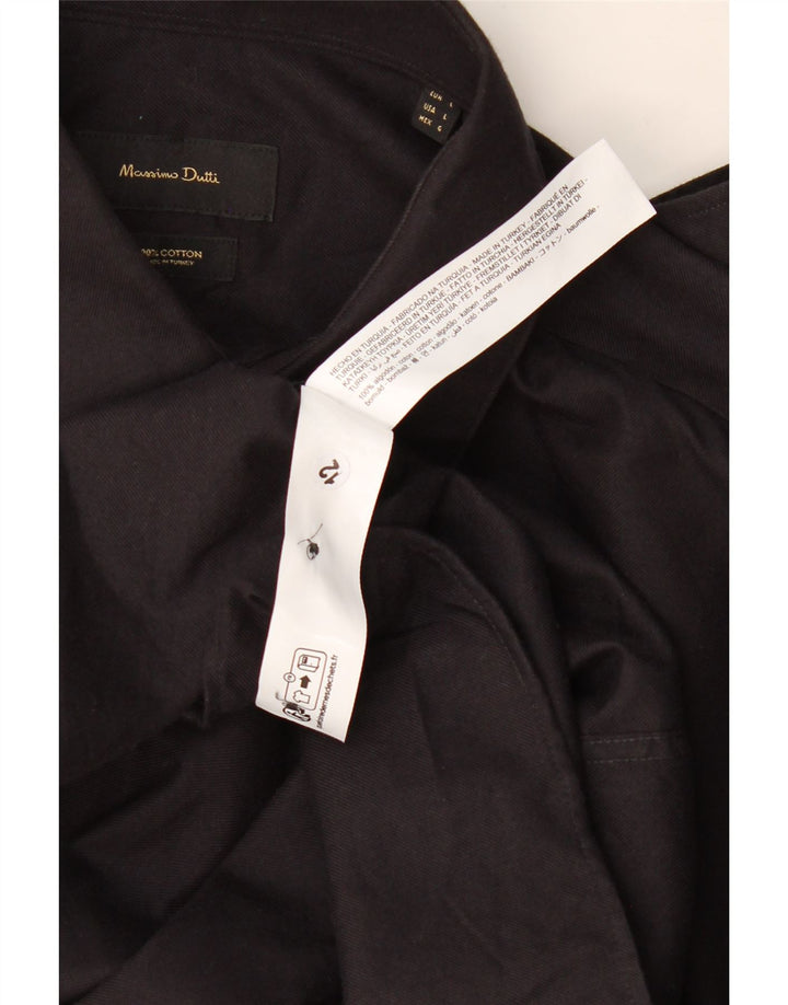 Massimo Dutti Herrenhemd, groß, aus schwarzer Baumwolle
