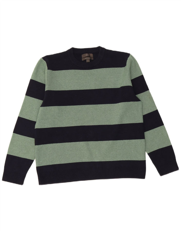 Marks & Spencer Herren-Pullover mit Rundhalsausschnitt, groß, marineblau gestreift