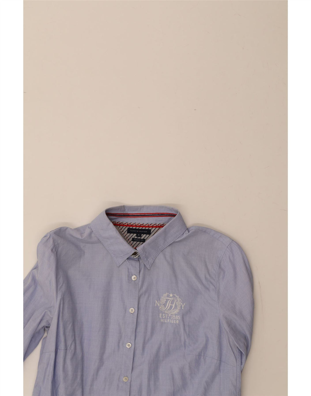 TOMMY HILFIGER Womens Regular Fit Shirt US 8 Medium Blue Cotton Vintage Tommy Hilfiger and Second-Hand Tommy Hilfiger from Messina Hembry 