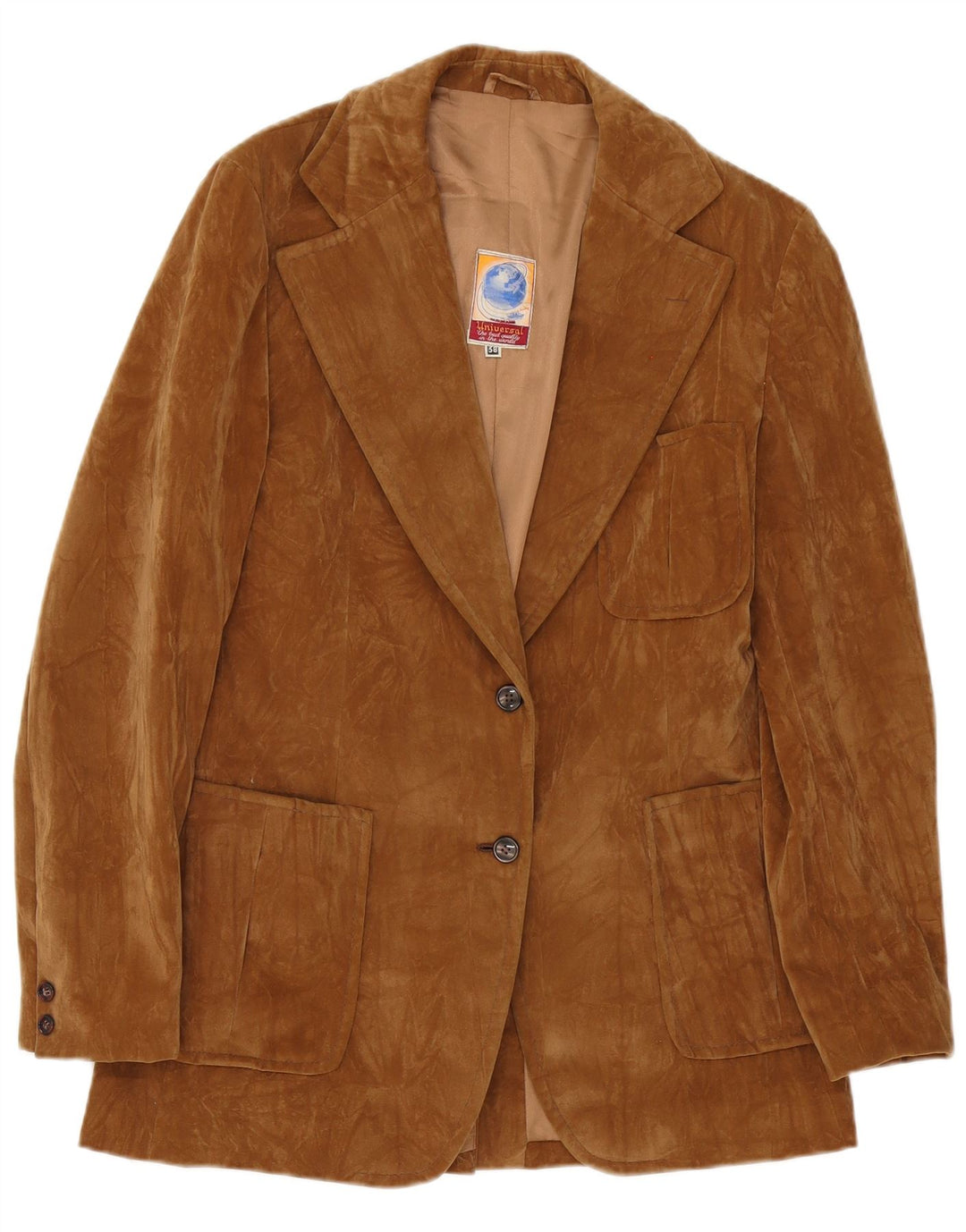 Vintage Damen 2-Knopf-Wildleder-Blazerjacke EU 38 Mittelbraun