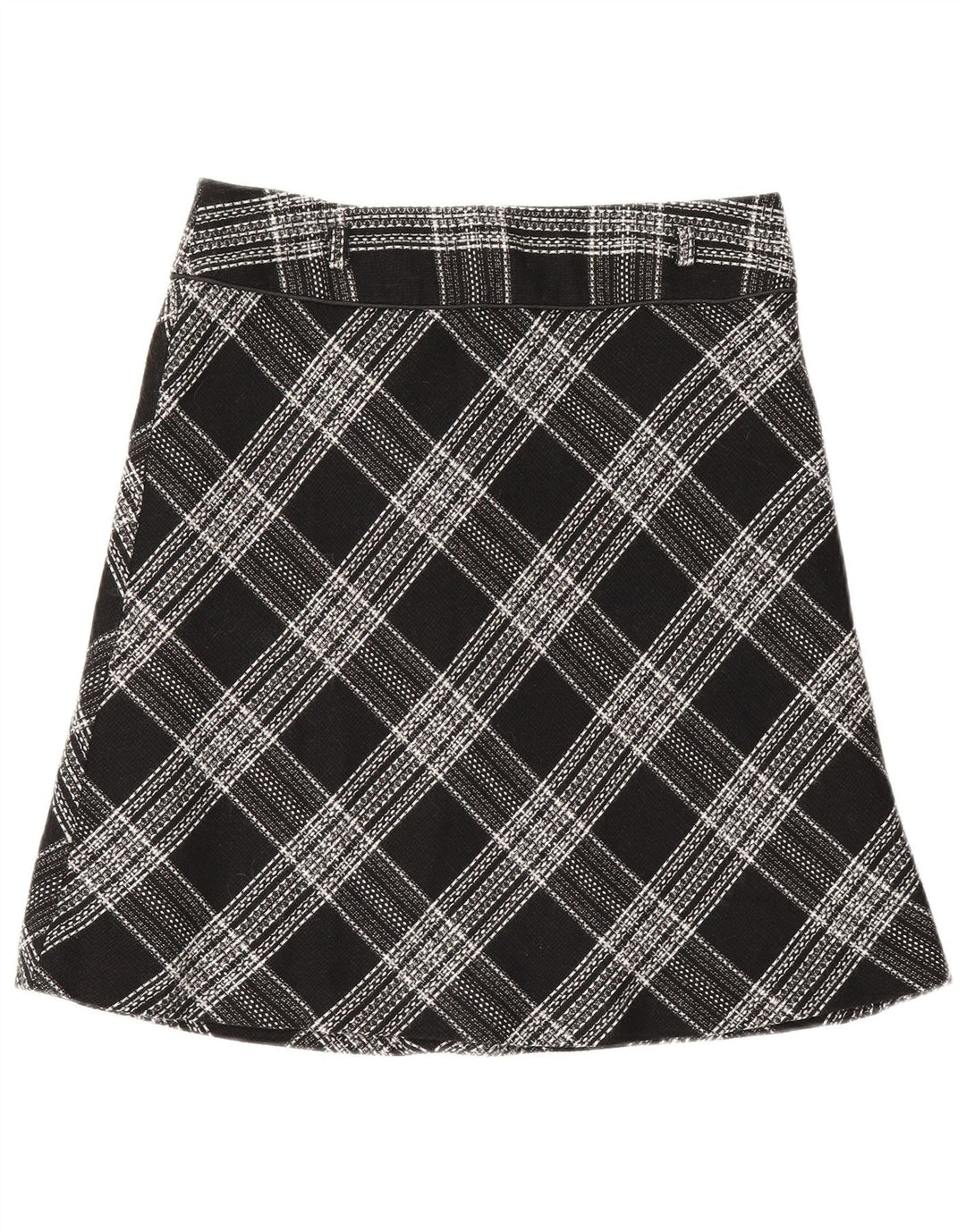 Bay Damen-A-Linien-Rock UK 12 Medium W30 Schwarz kariertes Acryl