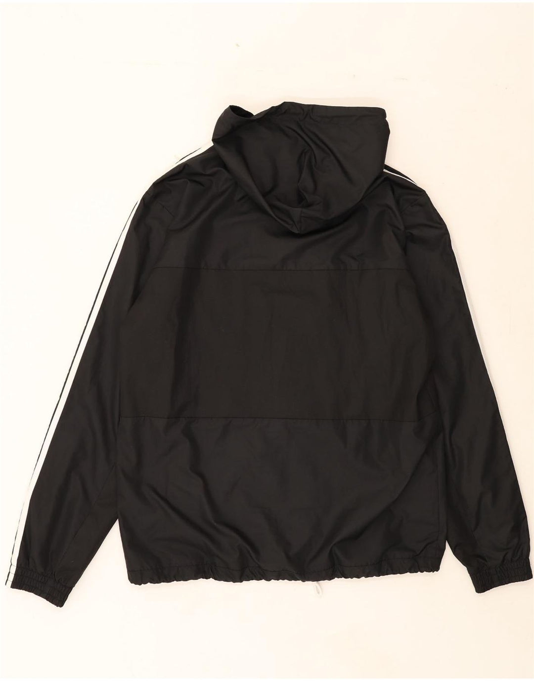 ADIDAS Mens Hooded Tracksuit Top Jacket Large Black Polyester Vintage Adidas and Second-Hand Adidas from Messina Hembry 