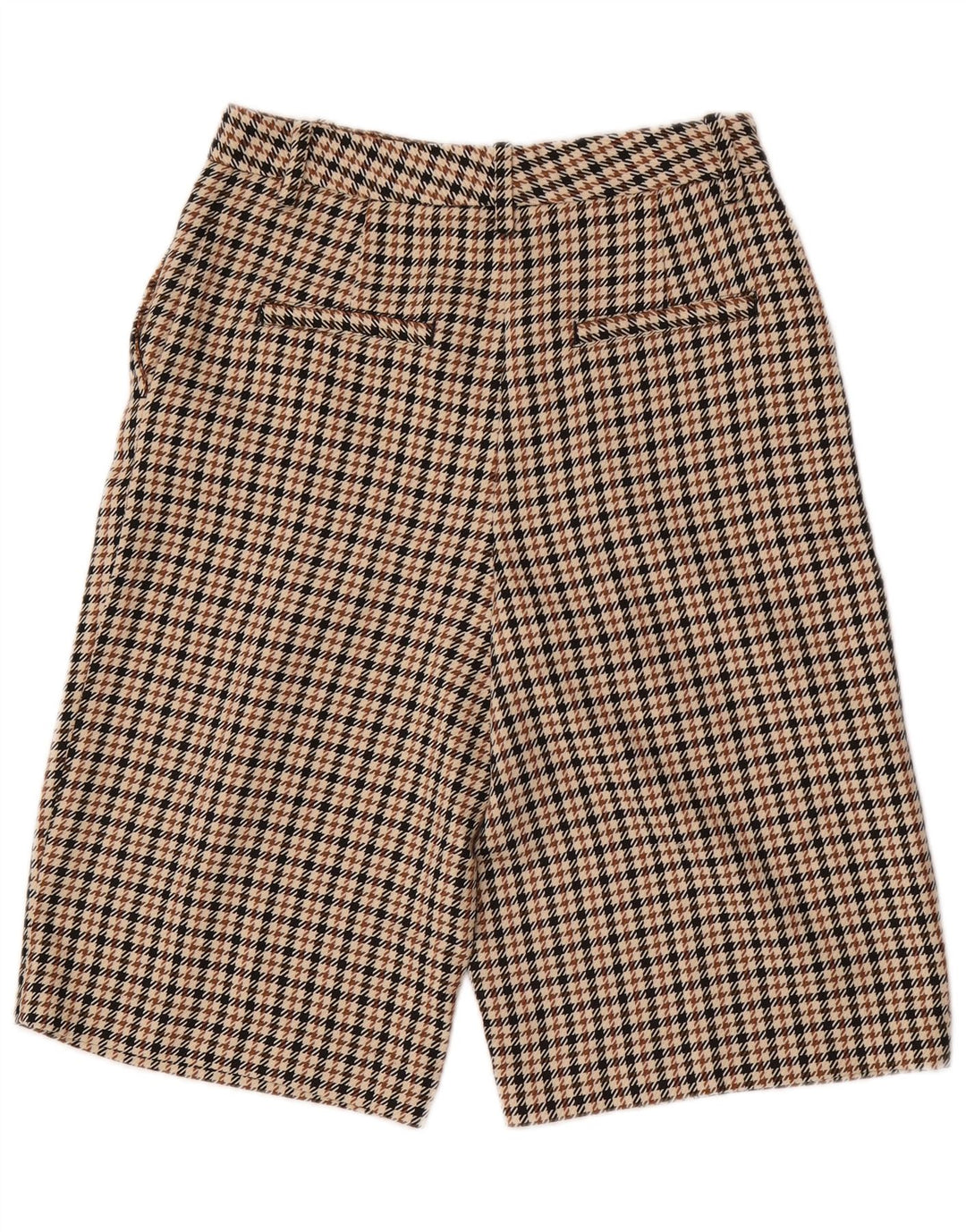 Zara Damen Pegged Chino Shorts Medium W28 Braunes Hahnentritt-Polyester