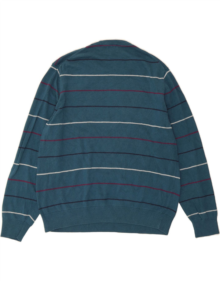 IZOD Mens Crew Neck Jumper Sweater XL Blue Striped Vintage Izod and Second-Hand Izod from Messina Hembry 