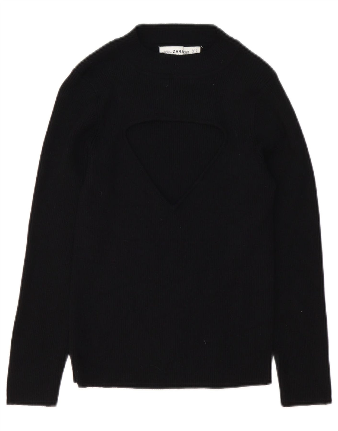Zara Damen-Pullover mit Rundhalsausschnitt, Gr. 10, Größe S, Schwarz