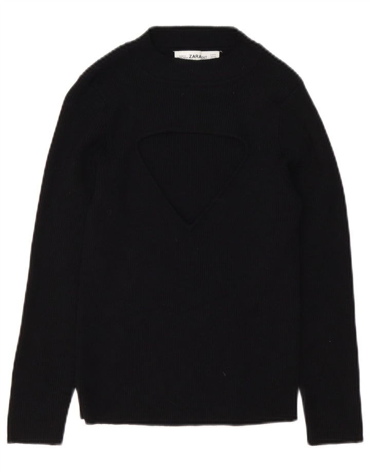 Zara Damen-Pullover mit Rundhalsausschnitt, Gr. 10, Größe S, Schwarz