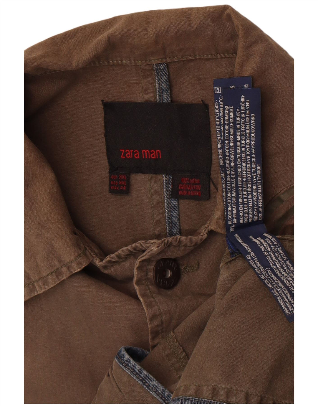 Zara Herren Militärjacke UK 44 2XL Braune Baumwolle