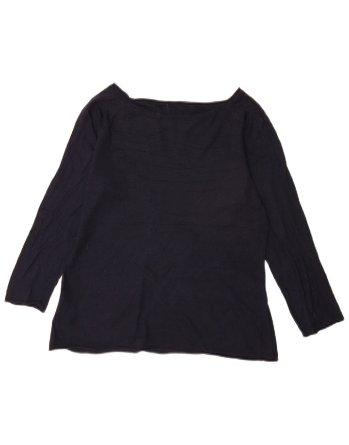 Jigsaw Damen-Top, 3/4-Ärmel, UK-Größe 12, mittelmarineblaue Viskose