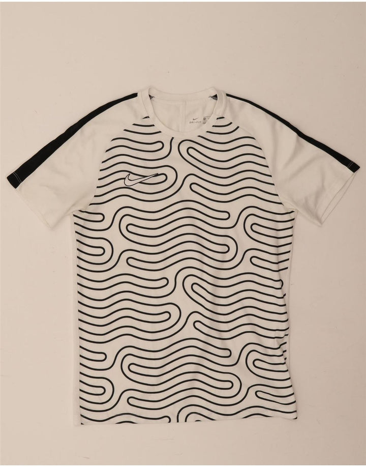 Nike Herren Dri Fit T-Shirt mit abstraktem Muster, Mittelweiß, Farbblock