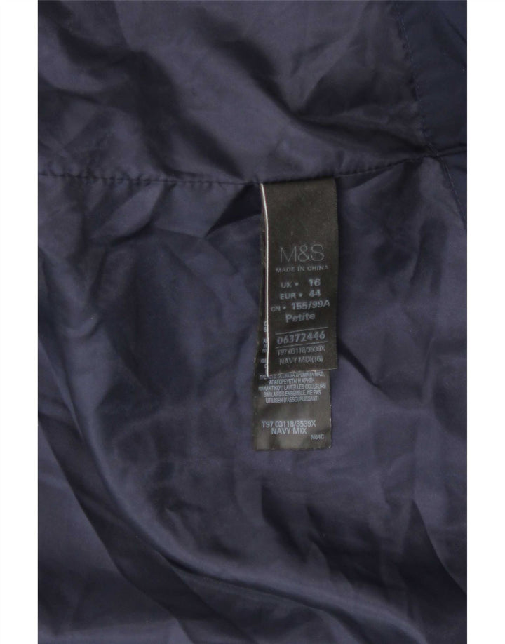 Marks & Spencer Damen Wattierte Jacke UK 16 Large Marineblau Polyester