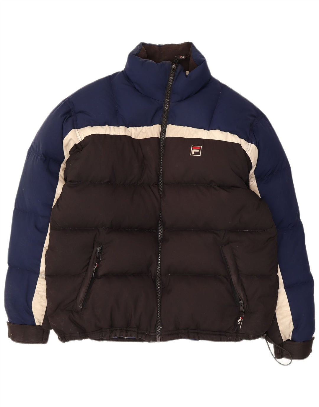 Fila Herren Wattierte Jacke UK 36 Small Schwarz Colourblock Polyester