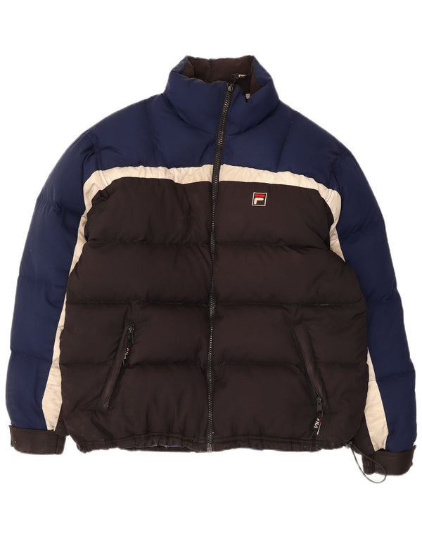 Fila Herren Wattierte Jacke UK 36 Small Schwarz Colourblock Polyester