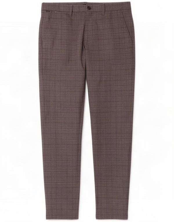 Zara Mens Slim Chino Trousers EU 44 Large W34 L31 Grey Check Polyester