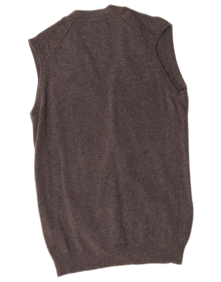 Massimo Dutti Ärmelloser Herren-Cardigan-Pullover aus mittelgrauer Wolle