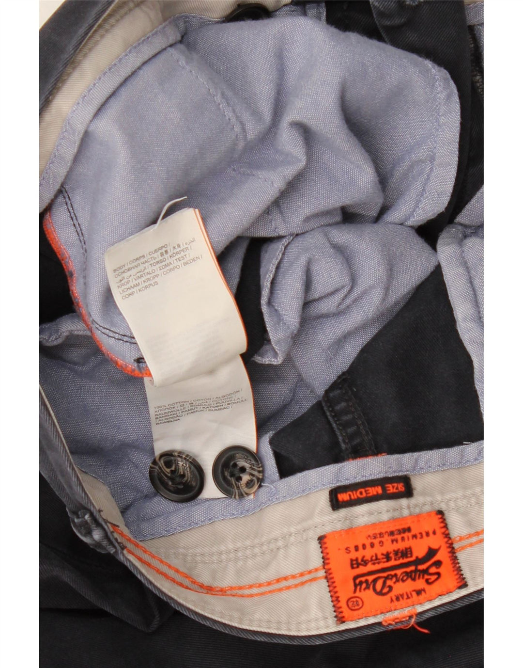 Superdry Herren-Chinohose mit schmaler Passform, Größe M, W32, L30, Marineblau, Baumwolle