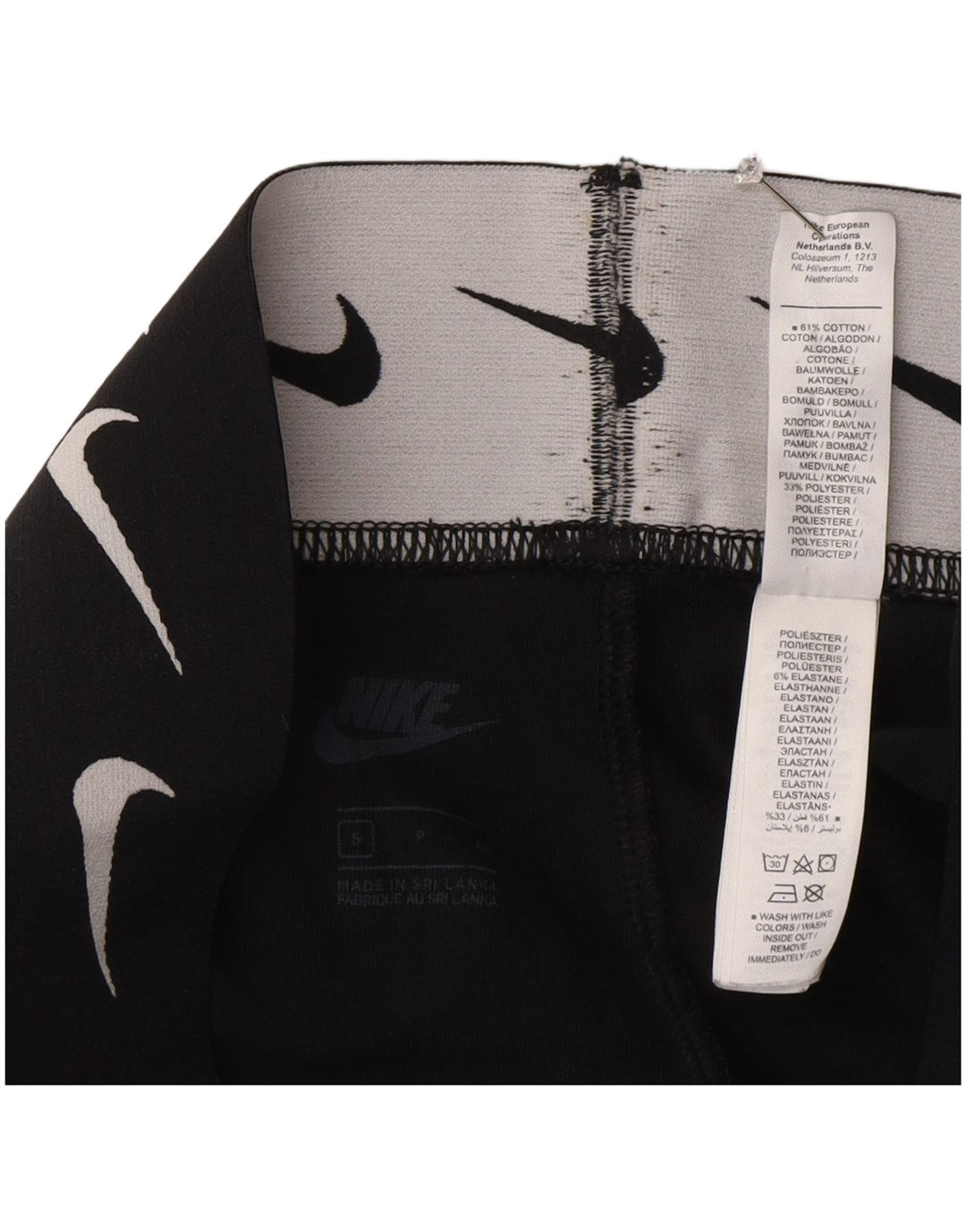 Nike Womens Graphic Leggings UK 10 Small Schwarz Baumwolle