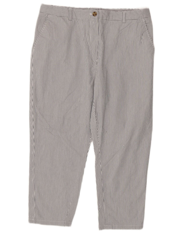 Marks & Spencer Damen Slim Cropped-Hose UK 18 XL W34 L24 Weiß gestreift