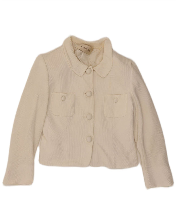 Caractere Damen Crop 4 Button Blazer Jacke UK 12 Mittelweiß