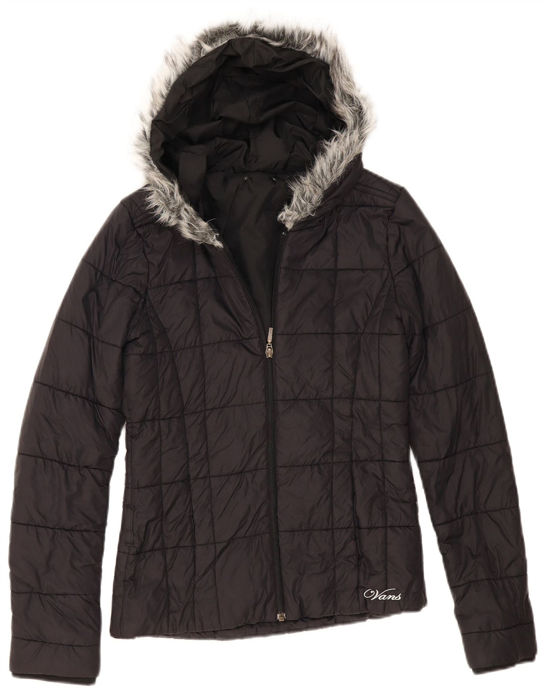 Vans Wattierte Damenjacke mit Kapuze, UK 10, Größe S, Schwarz