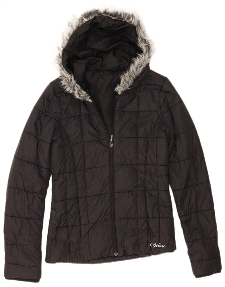 Vans Wattierte Damenjacke mit Kapuze, UK 10, Größe S, Schwarz