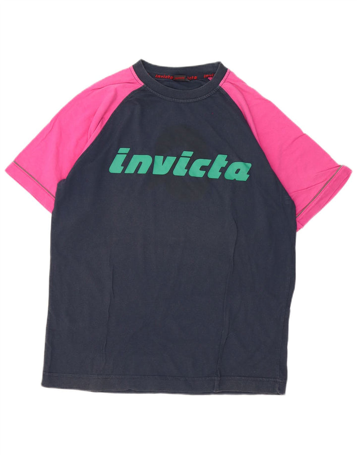 Invicta Herren-T-Shirt mit Grafik, mittleres Marineblau, Colourblock-Baumwolle