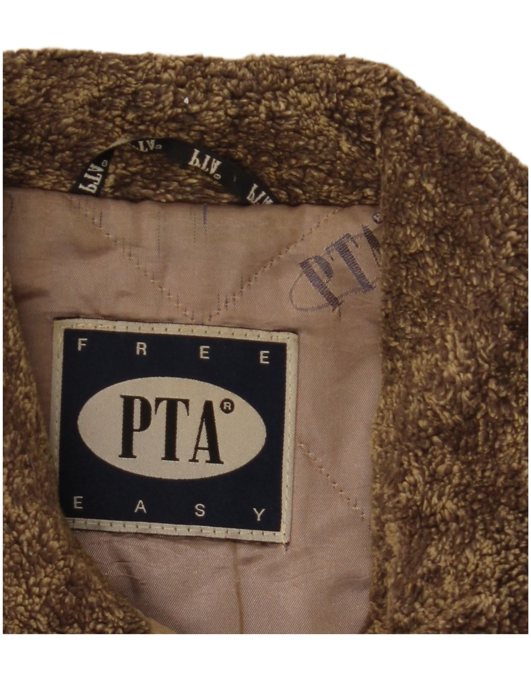 VINTAGE Zweireihiger Damen-Ledermantel UK 6 XS Brauner Farbblock