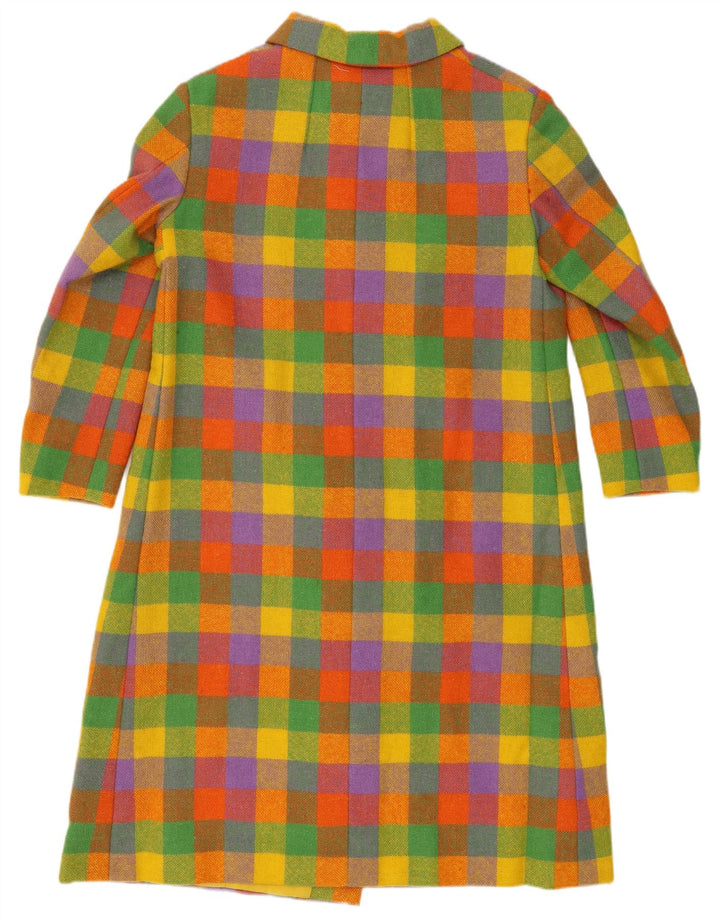 Vintage Damen Zweireihiger Mantel UK 14 Medium Mehrfarbig Gingham