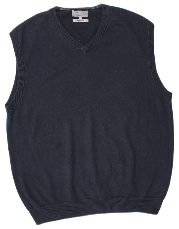 MARKS & SPENCER Herren-Weste, Tanktop, groß, marineblau, Baumwolle