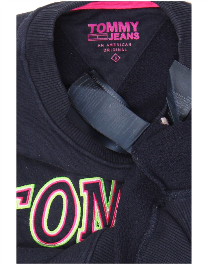 TOMMY HILFIGER Damen Crop Sweatshirt Pullover UK 10 Small Marineblau