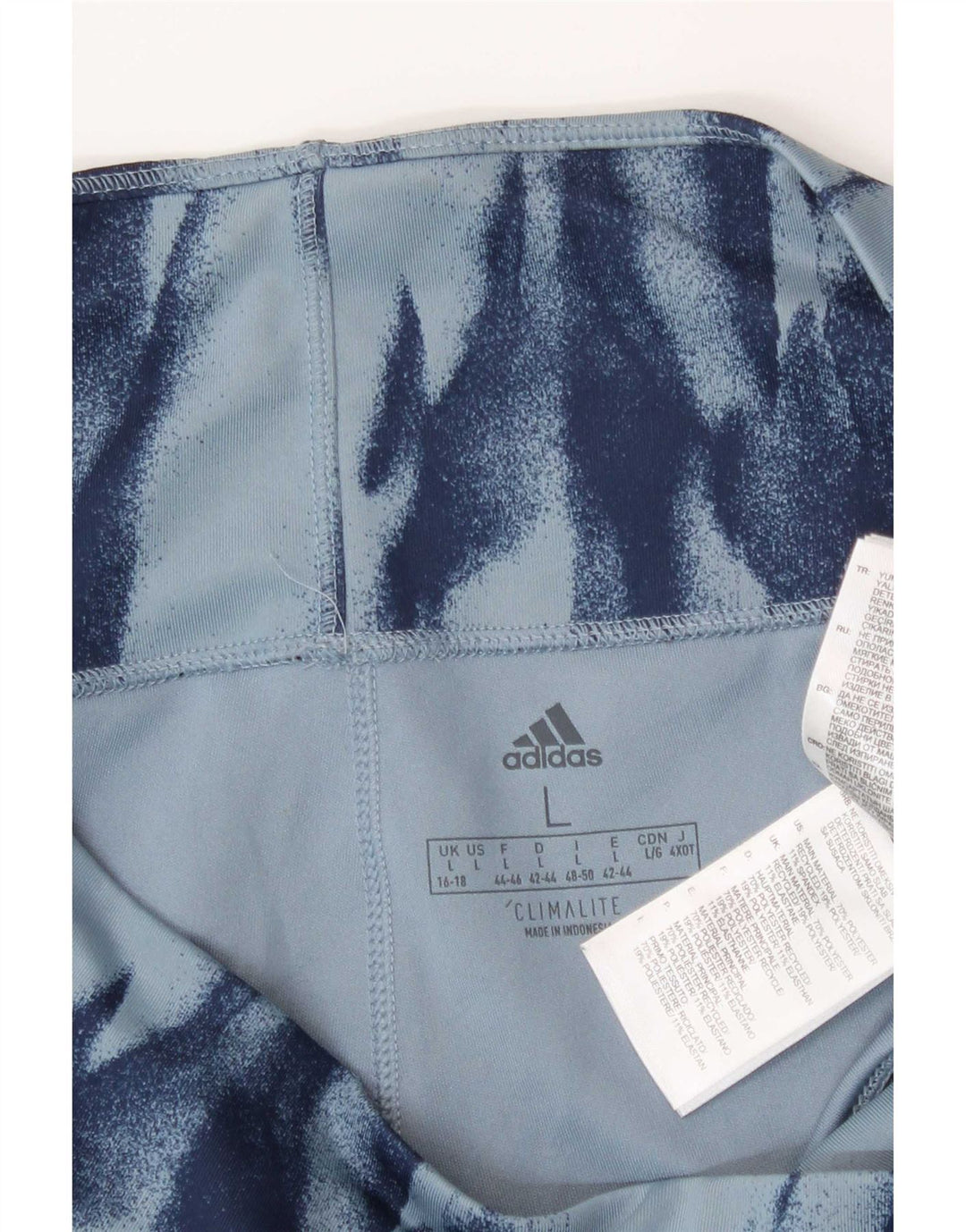 Adidas Damen Climalite Abstract Pattern Leggings UK 16/18 Large Blau