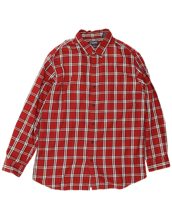 Chaps Herren-Flanellhemd XL, rot kariert, Baumwolle