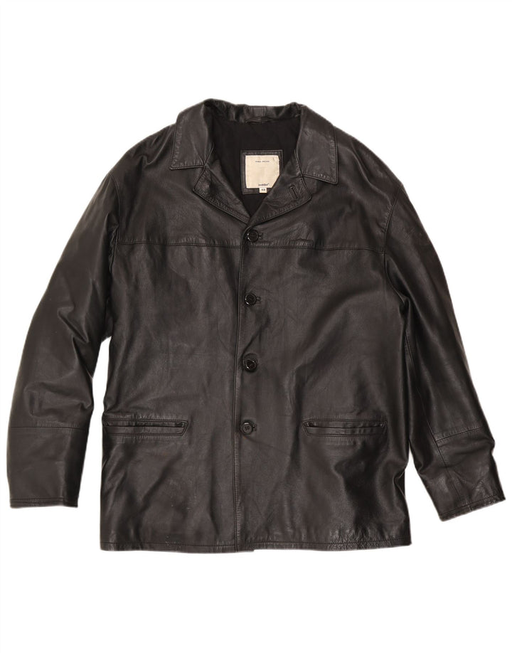 Conbipel Herren 4-Knopf-Lederblazer IT 48 Mittelschwarzes Leder