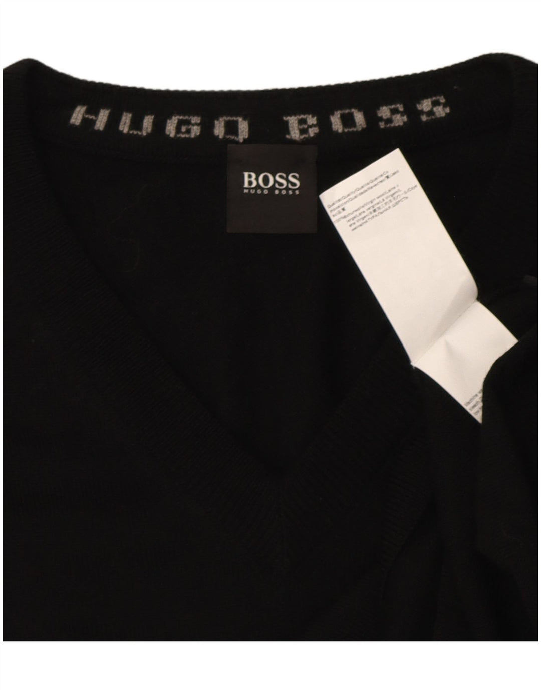 Hugo Boss Herren-Pullover mit V-Ausschnitt, große schwarze Wolle