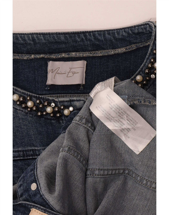 Vintage Damen Crop Jeansjacke UK 18 XL Blaue Baumwolle