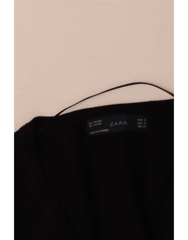 Zara Damen-Cardigan-Pullover UK 10 Small Schwarze Baumwolle