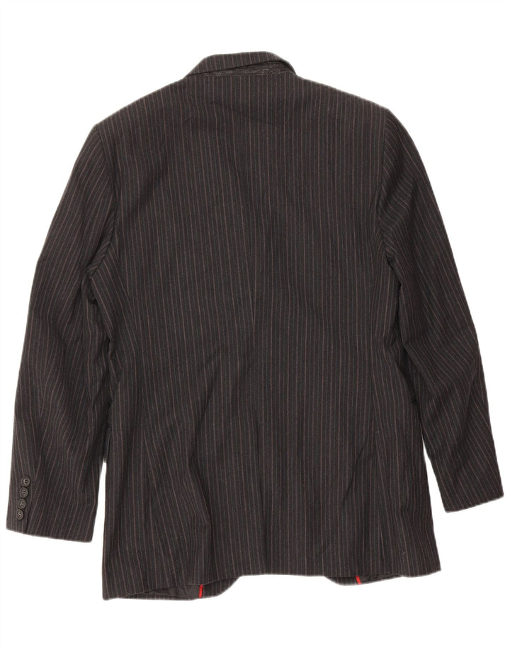 Sisley Herren-Blazer mit 3 Knöpfen, IT 46, kleine graue Nadelstreifen-Baumwolle