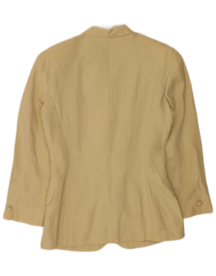 Max&Co. Damen-Blazerjacke mit 4 Knöpfen, UK 14, mittelgelbe Seide