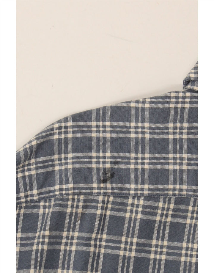 EDDIE BAUER Herren-Flanellhemd aus mittelblau karierter Baumwolle